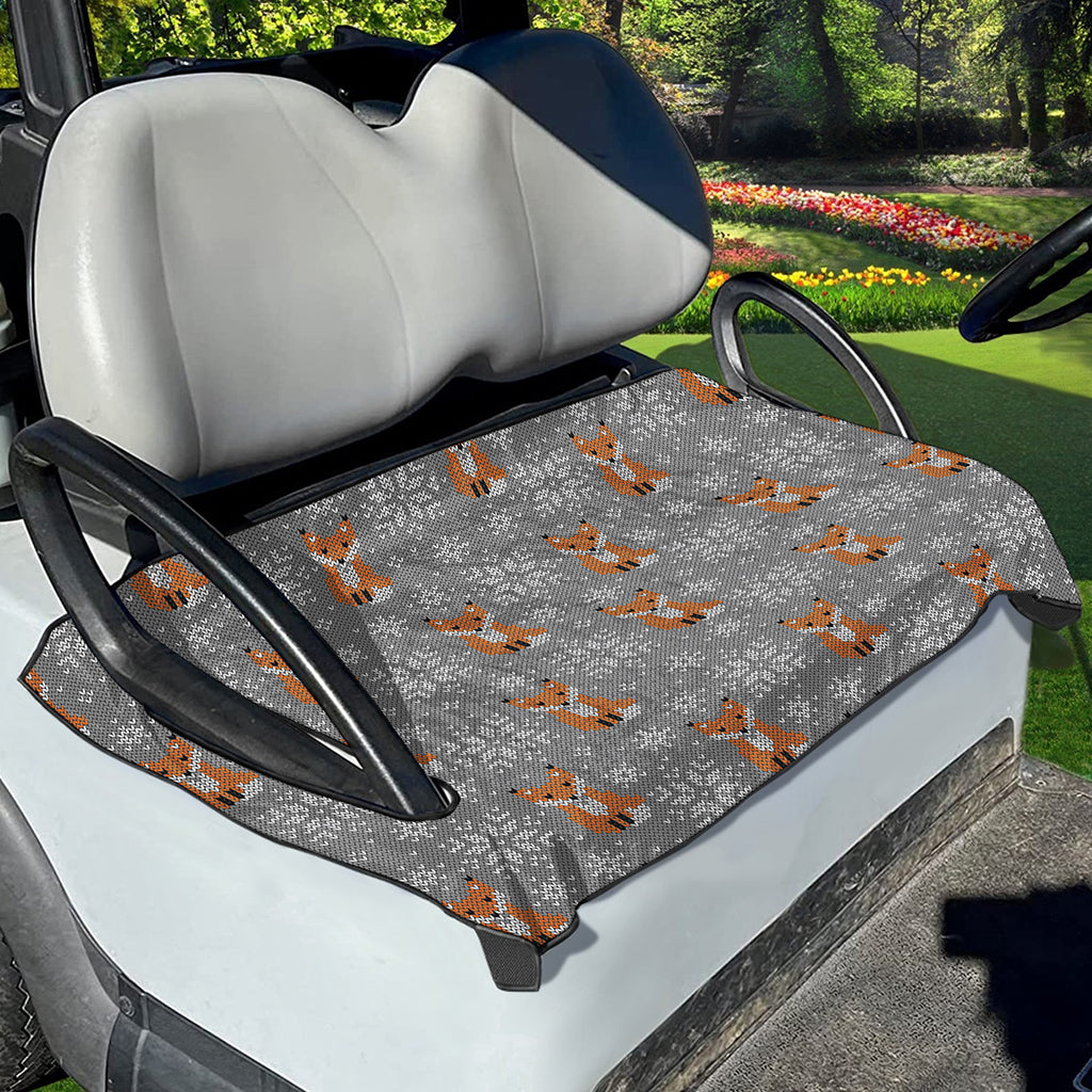 Snowy Fox Knitted Pattern Print Golf Cart Seat Cover