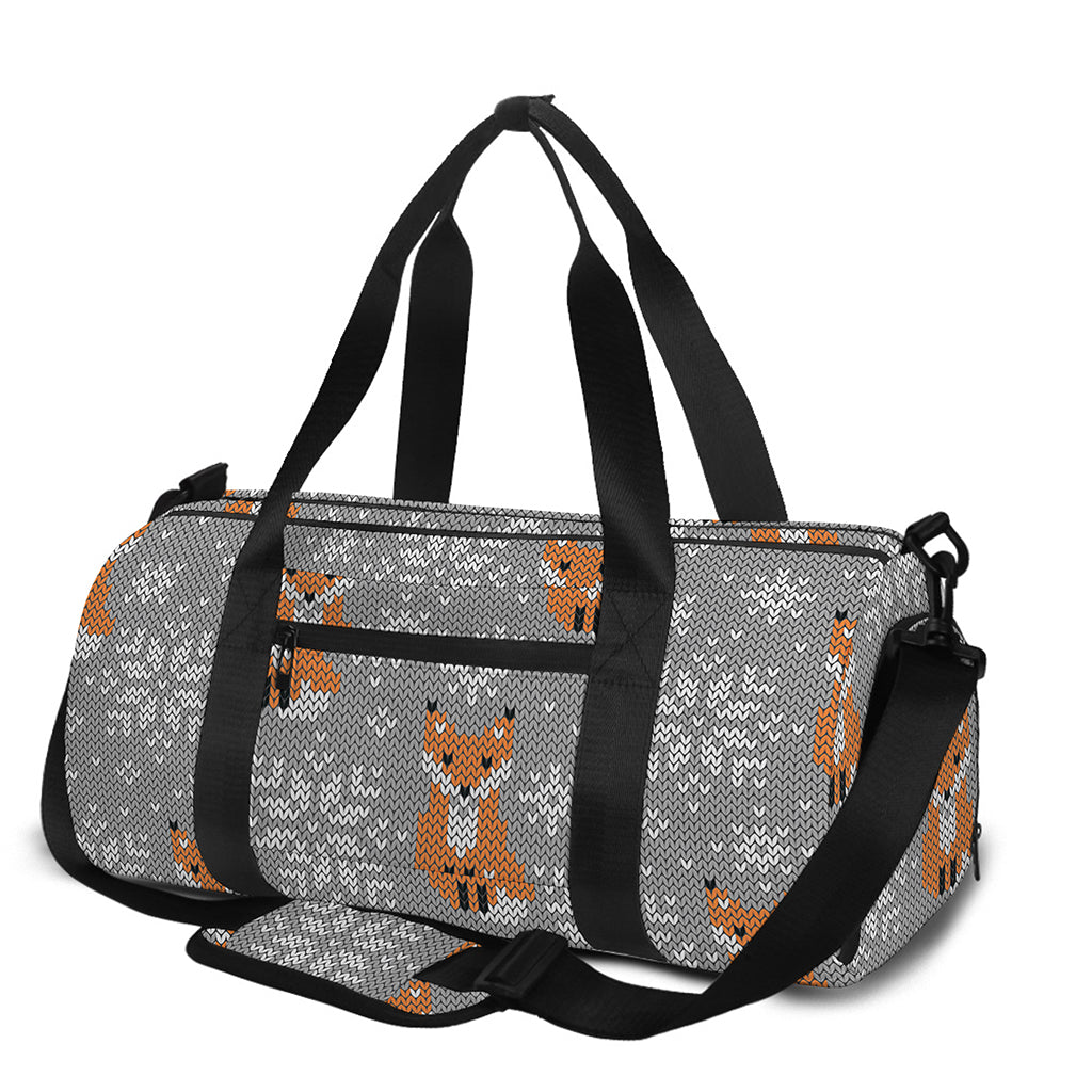 Snowy Fox Knitted Pattern Print Gym Bag