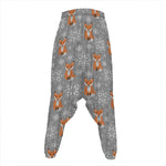 Snowy Fox Knitted Pattern Print Hammer Pants