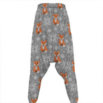 Snowy Fox Knitted Pattern Print Hammer Pants