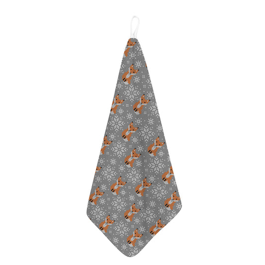 Snowy Fox Knitted Pattern Print Hand Towel