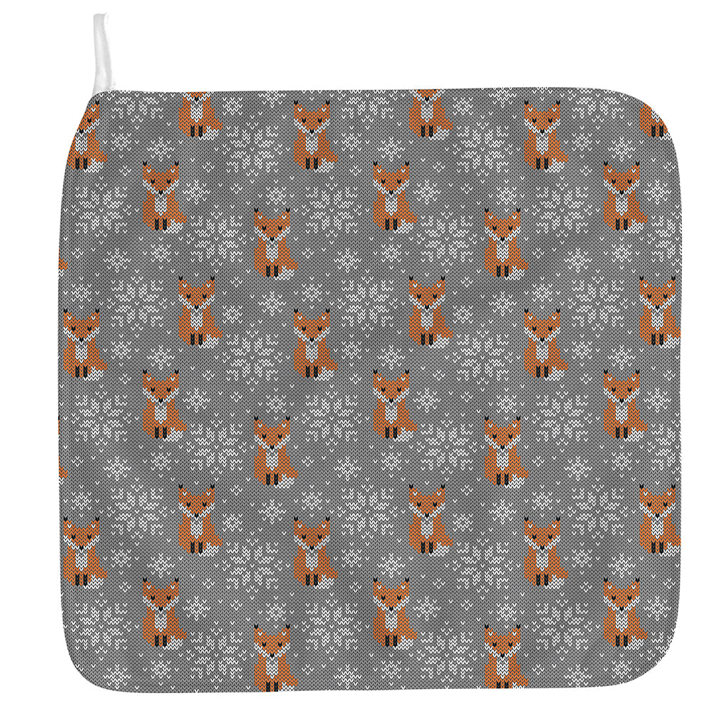Snowy Fox Knitted Pattern Print Hand Towel