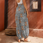 Snowy Fox Knitted Pattern Print Harem Pants