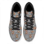 Snowy Fox Knitted Pattern Print High Top Leather Sneakers