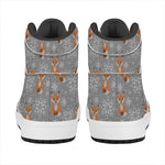 Snowy Fox Knitted Pattern Print High Top Leather Sneakers
