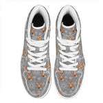 Snowy Fox Knitted Pattern Print High Top Leather Sneakers