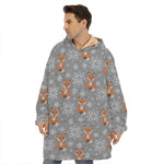 Snowy Fox Knitted Pattern Print Hoodie Blanket