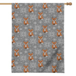 Snowy Fox Knitted Pattern Print House Flag