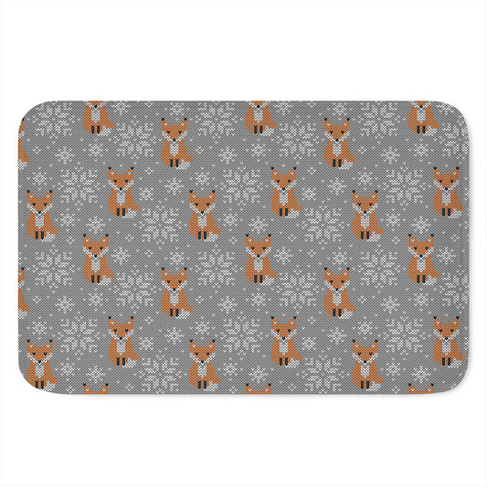 Snowy Fox Knitted Pattern Print Indoor Door Mat