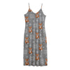 Snowy Fox Knitted Pattern Print Jersey Midi Cami Dress