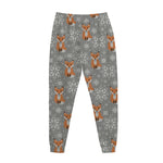 Snowy Fox Knitted Pattern Print Jogger Pants