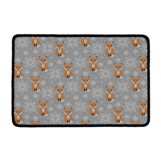 Snowy Fox Knitted Pattern Print Kitchen Mat