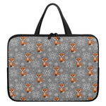 Snowy Fox Knitted Pattern Print Laptop Sleeve With Handle
