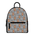 Snowy Fox Knitted Pattern Print Leather Backpack