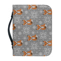 Snowy Fox Knitted Pattern Print Leather Bible Cover