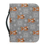 Snowy Fox Knitted Pattern Print Leather Bible Cover