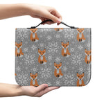 Snowy Fox Knitted Pattern Print Leather Bible Cover