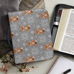 Snowy Fox Knitted Pattern Print Leather Bible Cover