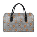 Snowy Fox Knitted Pattern Print Leather Duffel Bag