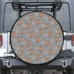 Snowy Fox Knitted Pattern Print Leather Spare Tire Cover