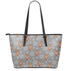 Snowy Fox Knitted Pattern Print Leather Tote Bag