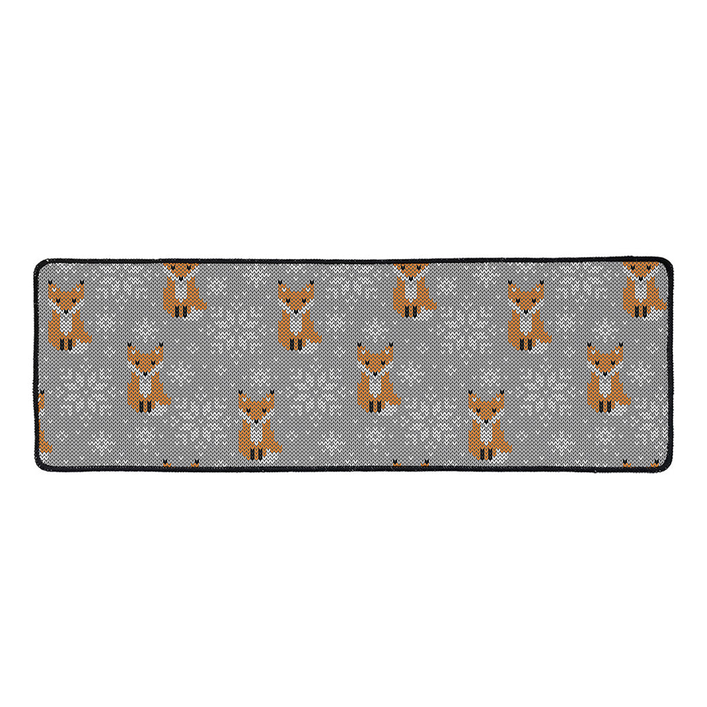 Snowy Fox Knitted Pattern Print Long Kitchen Mat