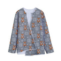 Snowy Fox Knitted Pattern Print Long Sleeve Short Coat