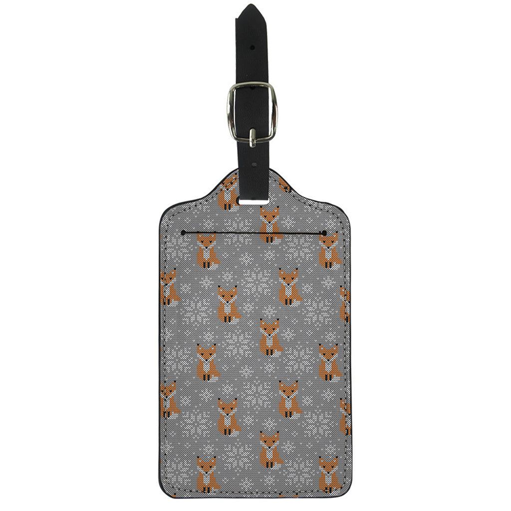 Snowy Fox Knitted Pattern Print Luggage Tag