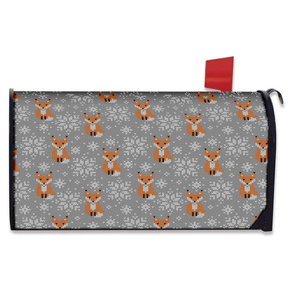 Snowy Fox Knitted Pattern Print Mailbox Cover