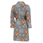 Snowy Fox Knitted Pattern Print Men's Bathrobe