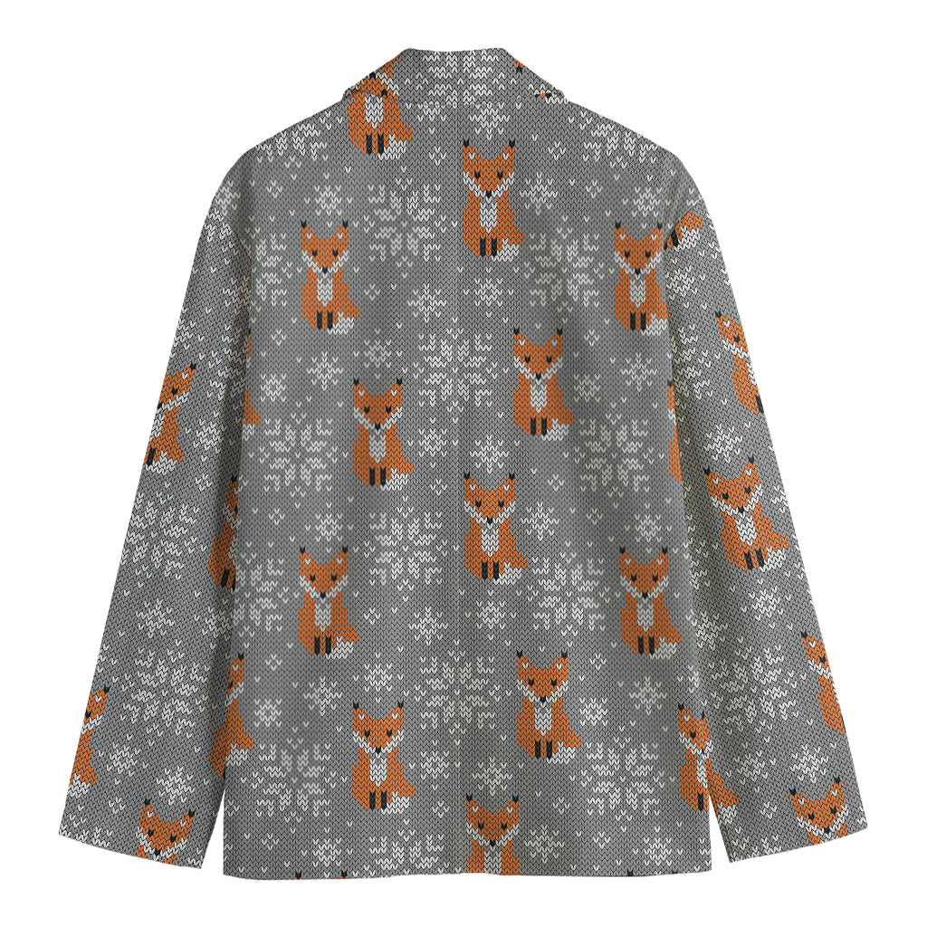 Snowy Fox Knitted Pattern Print Men's Blazer