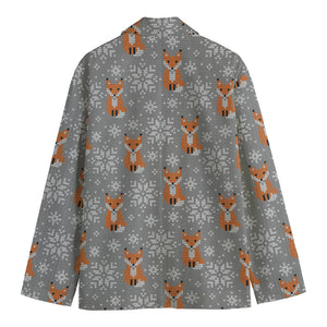 Snowy Fox Knitted Pattern Print Men's Blazer