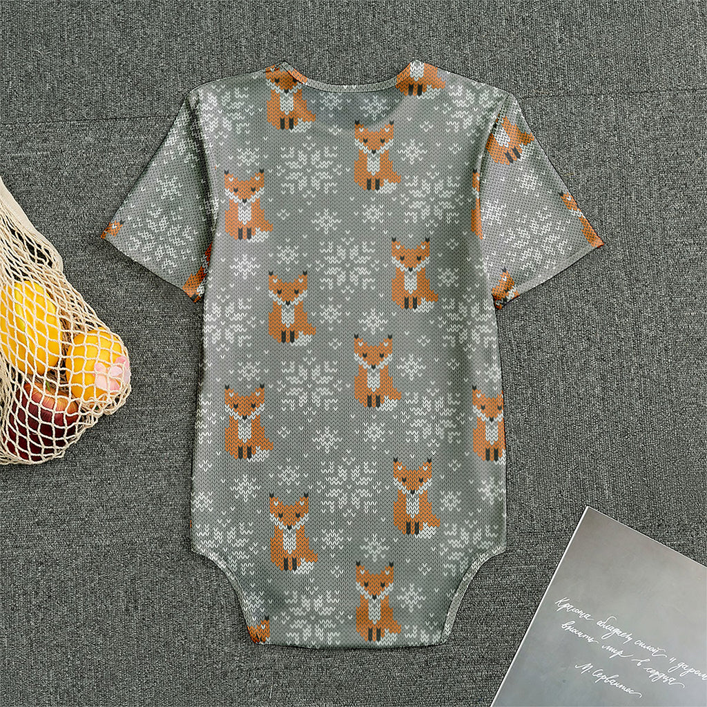 Snowy Fox Knitted Pattern Print Men's Bodysuit