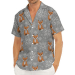 Snowy Fox Knitted Pattern Print Men's Deep V-Neck Shirt