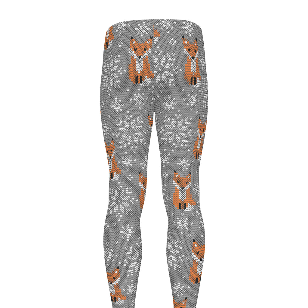 Snowy Fox Knitted Pattern Print Men's leggings