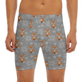 Snowy Fox Knitted Pattern Print Men's Long Boxer Briefs