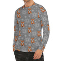 Snowy Fox Knitted Pattern Print Men's Long Sleeve Rash Guard