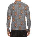 Snowy Fox Knitted Pattern Print Men's Long Sleeve Rash Guard