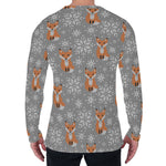 Snowy Fox Knitted Pattern Print Men's Long Sleeve T-Shirt