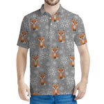 Snowy Fox Knitted Pattern Print Men's Polo Shirt