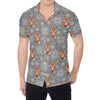 Snowy Fox Knitted Pattern Print Men's Shirt