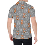 Snowy Fox Knitted Pattern Print Men's Shirt