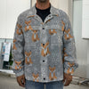 Snowy Fox Knitted Pattern Print Men's Shirt Jacket