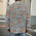 Snowy Fox Knitted Pattern Print Men's Shirt Jacket