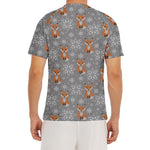 Snowy Fox Knitted Pattern Print Men's Short Sleeve Rash Guard