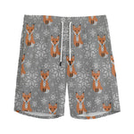 Snowy Fox Knitted Pattern Print Men's Sports Shorts