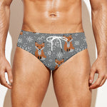 Snowy Fox Knitted Pattern Print Men's Swim Briefs
