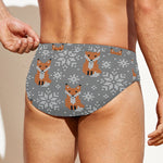 Snowy Fox Knitted Pattern Print Men's Swim Briefs