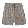 Snowy Fox Knitted Pattern Print Men's Swim Trunks