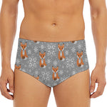 Snowy Fox Knitted Pattern Print Men's Triangle Swim Briefs
